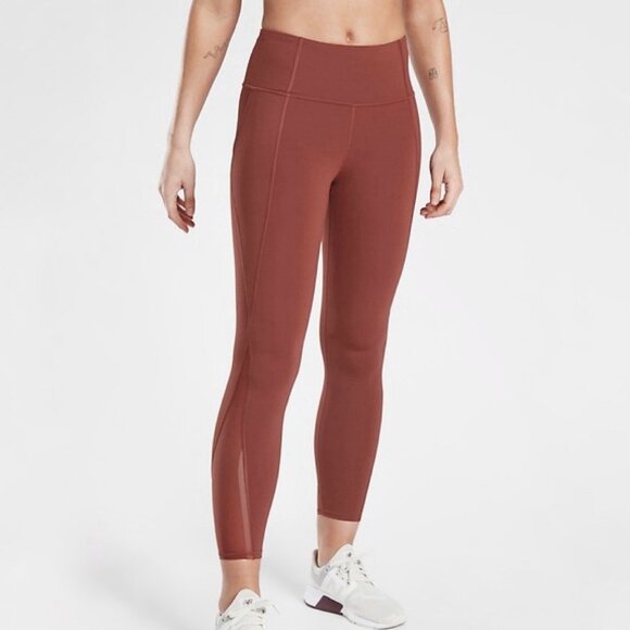Athleta Lightning Stash Pocket 7/8 Tight Leggings in Brick Red Women’s Sz Small - Picture 1 of 8